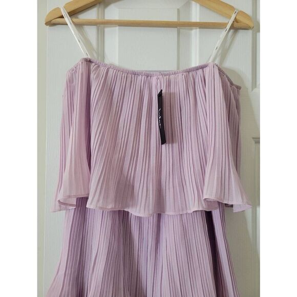 Lulus Gala Ready Lavender Off-the-Shoulder Ruffle Midi Dress M NWT - Picture 4 of 9